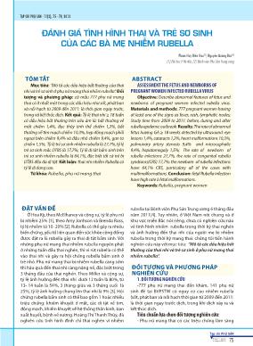 Đánh giá tình hình thai và trẻ sơ sinh của các bà mẹ nhiễm rubella