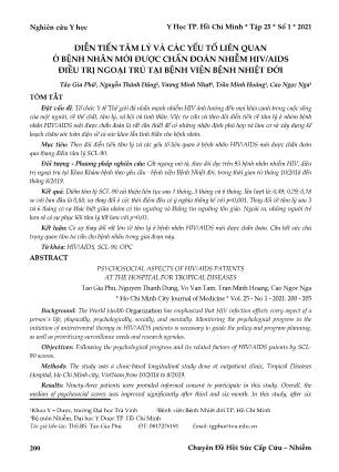 Diễn tiến tâm lý và các yếu tố liên quan ở bệnh nhân mới được chẩn đoán nhiễm HIV/AIDS điều trị ngoại trú tại Bệnh viện Bệnh Nhiệt đới