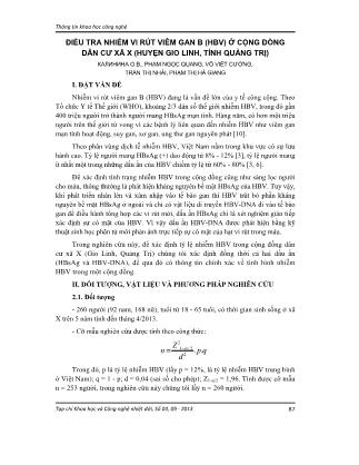 Điều tra nhiễm vi rút viêm gan B (HBV) ở cộng đồng dân cư xã X (huyện Gio Linh, tỉnh Quảng Trị)