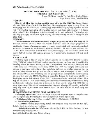 Điều trị nội khoa bảo tồn thai ngoài tử cung tại Bệnh viện Nhật Tân