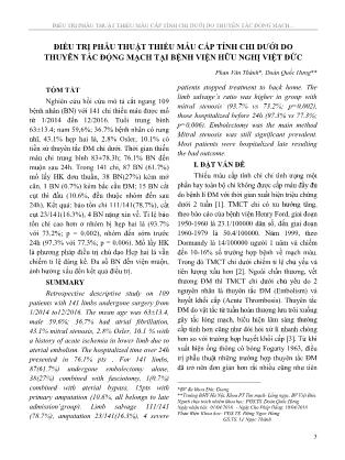 Điều trị phẫu thuật thiếu máu cấp tính chi dưới do thuyên tắc động mạch tại Bệnh viện Hữu nghị Việt Đức