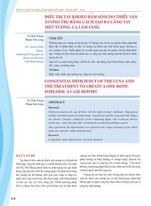 Điều trị tay khoèo bẩm sinh do thiểu sản xương trụ bằng cách tạo ra cẳng tay một xương: ca lâm sàng