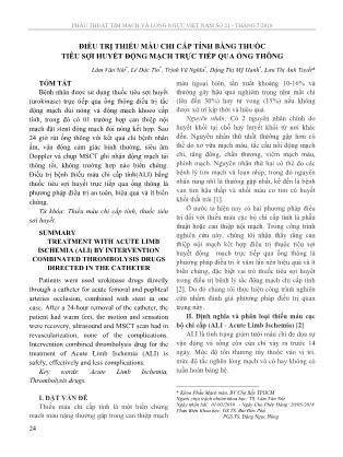 Điều trị thiếu máu chi cấp tính bằng thuốc tiêu sợi huyết động mạch trực tiếp qua ống thông
