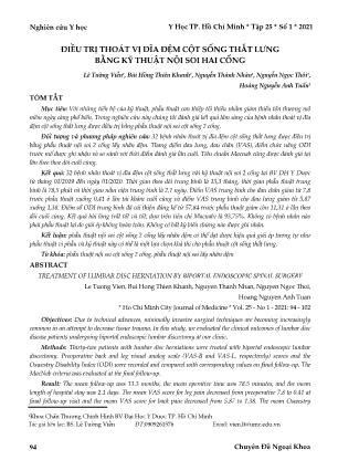 Điều trị thoát vị đĩa đệm cột sống thắt lưng bằng kỹ thuật nội soi hai cổng