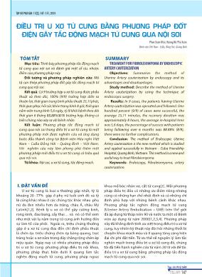 Điều trị u xơ tử cung bằng phương pháp đốt điện gây tắc động mạch tử cung qua nội soi