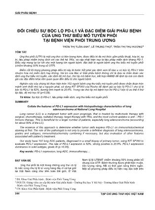 Đối chiếu sự bộc lộ PD-L1 và đặc điểm giải phẫu bệnh của ung thư biểu mô tuyến phổi tại Bệnh viện phổi Trung Ương