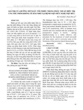 Giá trị của đường mở ngực tối thiểu trong phẫu thuật điều trị ung thư phổi không tế bào nhỏ tại Bệnh viện Hữu nghị Việt Đức