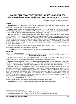 Giá trị của fdg-Pet/ct trong lập kế hoạch xạ trị điều biến liều ở bệnh nhân ung thư thực quản 1/3 trên