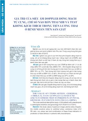 Giá trị của siêu âm Doppler động mạch tử cung, chỉ số não rốn thai nhi và test không kích thích trong tiên lượng thai ở bệnh nhân tiền sản giật