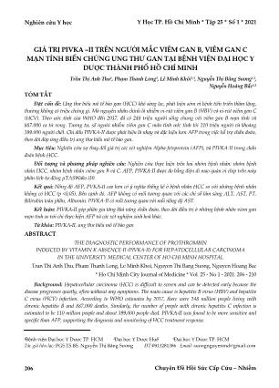Giá trị PIVKA-II trên người mắc viêm gan B, viêm gan C mạn tính biến chứng ung thư gan tại Bệnh viện Đại học Y Dược thành phố Hồ Chí Minh