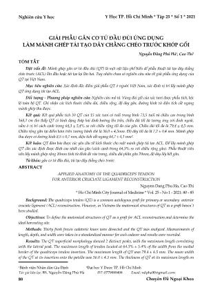 Giải phẫu gân cơ tứ đầu đùi ứng dụng làm mảnh ghép tái tạo dây chằng chéo trước khớp gối