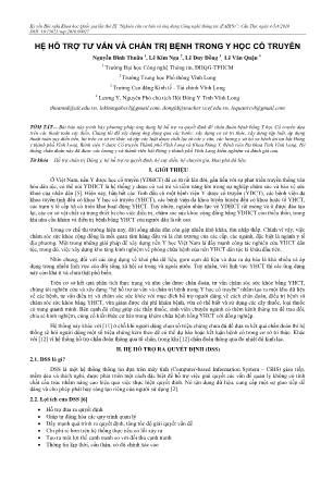 Hệ hỗ trợ tư vấn và chẩn trị bệnh trong y học cổ truyền