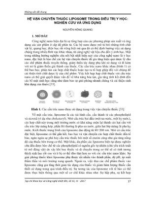 Hệ vận chuyển thuốc liposome trong điều trị y học: nghiên cứu và ứng dụng