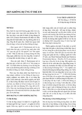 Hen không dị ứng ở trẻ em