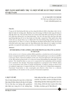 Hen nặng khó điều trị và một số đề xuất thực hành ở Việt Nam