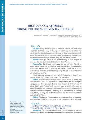 Hiệu quả của Atosiban trong trì hoãn chuyển dạ sinh non