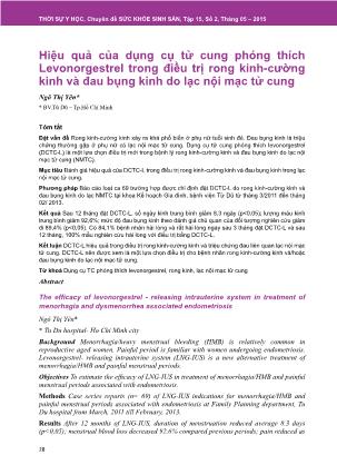 Hiệu quả của dụng cụ tử cung phóng thích Levonorgestrel trong điều trị rong kinh-cường kinh và đau bụng kinh do lạc nội mạc tử cung