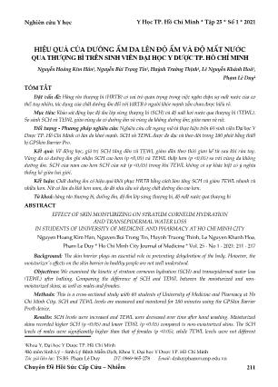 Hiệu quả của dưỡng ẩm da lên độ ẩm và độ mất nước qua thượng bì trên sinh viên Đại học Y Dược TP. Hồ Chí Minh