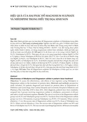 Hiệu quả của hai phác đồ Magnesium sulphate và Nifedipine trong điều trị dọa sinh non