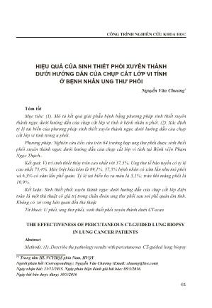 Hiệu quả của sinh thiết phổi xuyên thành dưới hướng dẫn của chụp cắt lớp vi tính ở bệnh nhân ung thư phổi