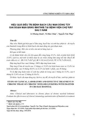 Hiệu quả điều trị bệnh bạch cầu mạn dòng tủy giai đoạn mạn bằng imatinib tại Bệnh viện Chợ Rẫy sau 5 năm