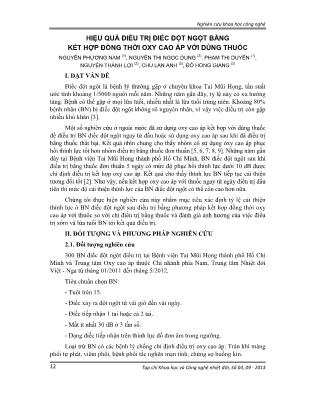 Hiệu quả điều trị điếc đột ngột bằng kết hợp đồng thời oxy cao áp với dùng thuốc