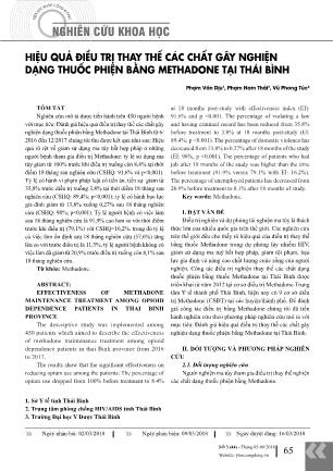 Hiệu quả điều trị thay thế các chất gây nghiện dạng thuốc phiện bằng Methadone tại Thái Bình