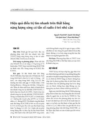 Hiệu quả điều trị tim nhanh trên thất bằng năng lượng sóng có tần số radio ở trẻ nhỏ cân