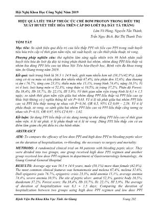 Hiệu quả liều thấp thuốc ức chế bơm proton trong điều trị xuất huyết tiêu hóa trên cấp do loét dạ dày tá tràng