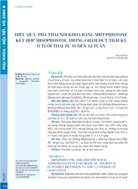 Hiệu quả phá thai nội khoa bằng Mifepristone kết hợp Misoprostol trong chấm dứt thai kỳ ở tuổi thai từ 10 đến 12 tuần
