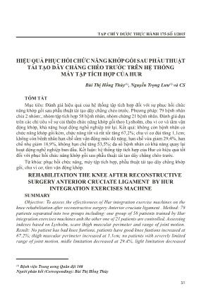 Hiệu quả phục hồi chức năng khớp gối sau phẫu thuật tái tạo dây chằng chéo trước trên hệ thống máy tập tích hợp của Hur