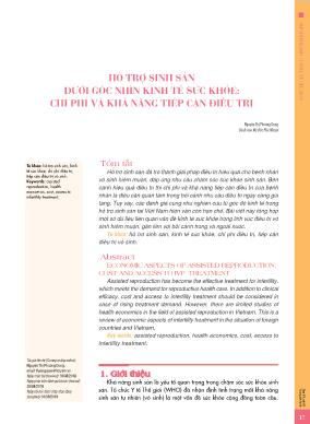 Hỗ trợ sinh sản dưới góc nhìn kinh tế sức khỏe: chi phí và khả năng tiếp cận điều trị