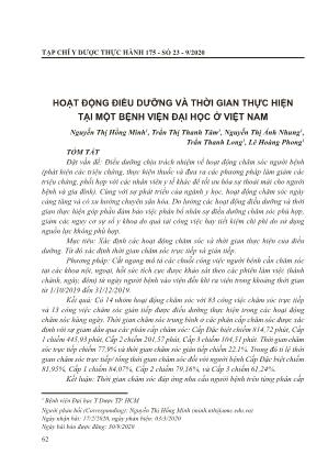Hoạt động điều dưỡng và thời gian thực hiện tại một Bệnh viện Đại học ở Việt Nam