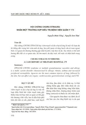 Hội chứng churg Strauss: nhân một trường hợp điều trị Bệnh viện Quân Y 175