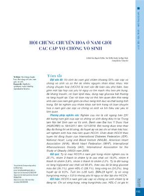 Hội chứng chuyển hóa ở nam giới các cặp vợ chồng vô sinh