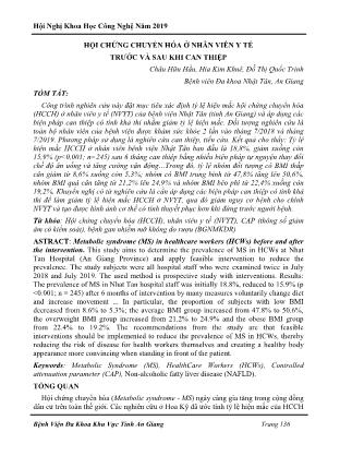 Hội chứng chuyển hóa ở nhân viên y tế trước và sau khi can thiệp