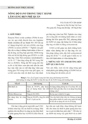 Hướng dẫn thực hành: Nồng độ FeNO trong thực hành lâm sàng hen phế quản