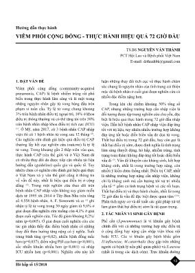 Hướng dẫn thực hành: Viêm phổi cộng đồng - Thực hành hiệu quả 72 giờ đầu