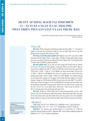 Huyết áp động mạch tại thời điểm 11-13 tuần 6 ngày ở các thai phụ phát triển tiền sản giật và giá trị dự báo