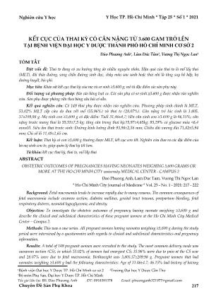 Kết cục của thai kỳ có cân nặng từ 3.600 gam trở lên tại Bệnh viện Đại học Y Dược thành phố Hồ Chí Minh cơ sở 2