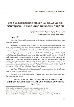 Kết quả ban đầu ứng dụng phẫu thuật nội soi điều trị bệnh lý nang nước thừng tinh ở trẻ em