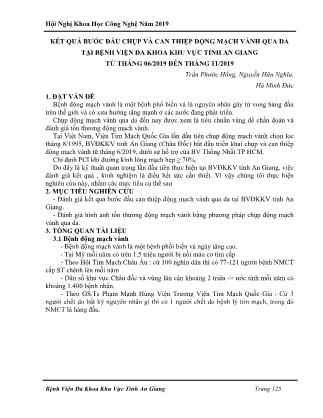 Kết quả bước đầu chụp và can thiệp động mạch vành qua da tại Bệnh viện Đa khoa khu vực tỉnh An Giang từ tháng 06/2019 đến tháng 11/2019