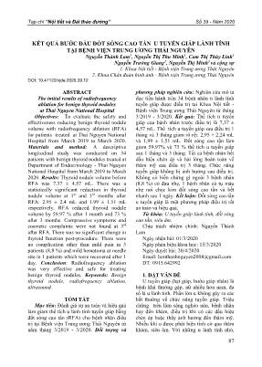 Kết quả bước đầu đốt sóng cao tần u tuyến giáp lành tính tại Bệnh viện Trung Ương Thái Nguyên