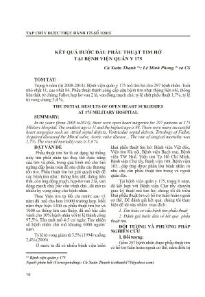 Kết quả bước đầu phẫu thuật tim hở tại Bệnh viện Quân Y 175