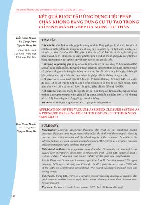 Kết quả bước đầu ứng dụng liệu pháp chân không bằng dụng cụ tự tạo trong cố định mảnh ghép da mỏng tự thân