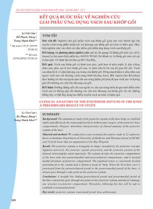 Kết quả bước đầu về nghiên cứu giải phẫu ứng dụng vách sau khớp gối