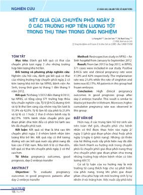 Kết quả của chuyển phôi ngày 2 ở các trường hợp tiên lượng tốt trong thụ tinh trong ống nghiệm