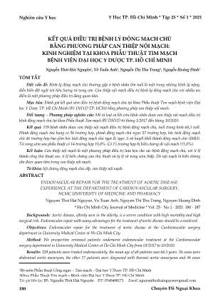 Kết quả điều trị bệnh lý động mạch chủ bằng phương pháp can thiệp nội mạch: kinh nghiệm tại khoa Phẫu thuật Tim mạch bệnh viện Đại học Y Dược TP. Hồ Chí Minh