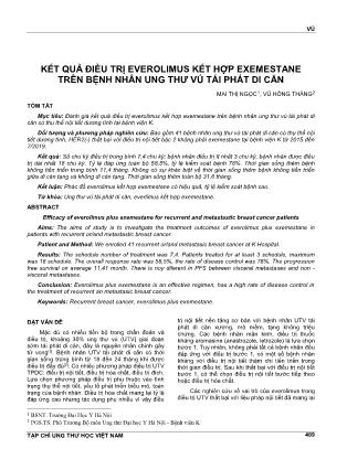Kết quả điều trị everolimus kết hợp exemestane trên bệnh nhân ung thư vú tái phát di căn