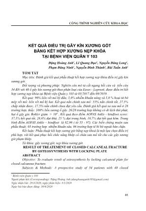 Kết quả điều trị gãy kín xương gót bằng kết hợp xương nẹp khóa tại Bệnh viện Quân Y 103